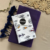 Purple Handloom Khadi Cotton Saree With Vani Print Blouse